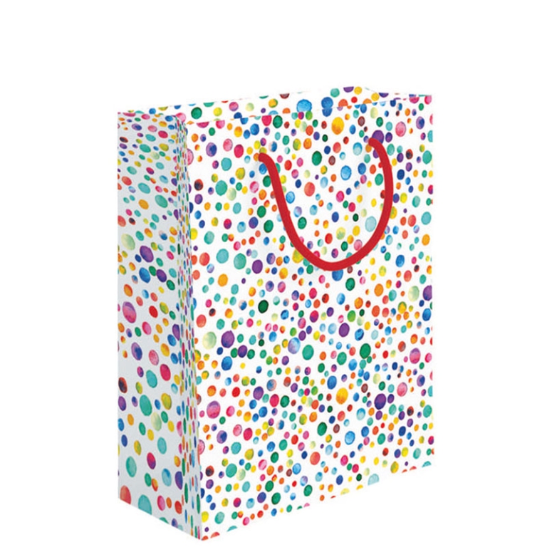 SHOPPER 26X12H32CM POIS COLORATI FONDO BIANCO