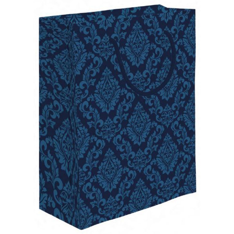 SHOPPER 18X23X10CM DAMASCATA BLU