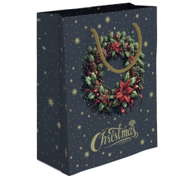 SHOPPER 18,5X10H23CM NATALE GHIRLANDA VERDE