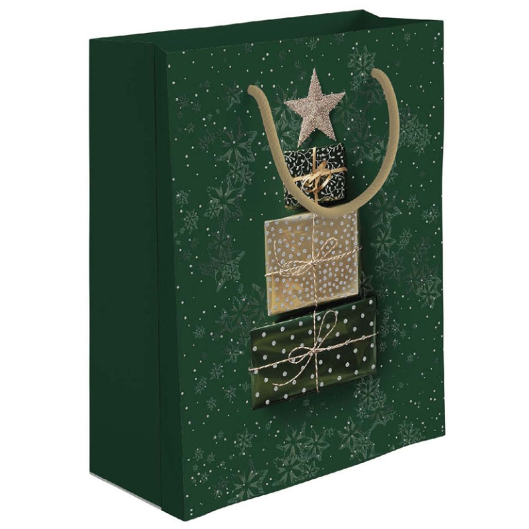 SHOPPER 31,5X12H45CM NATALE PACCHI VERDE