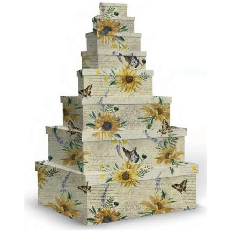 SCATOLE MATRIOSKA SET 8PZ DECORO GIRASOLI