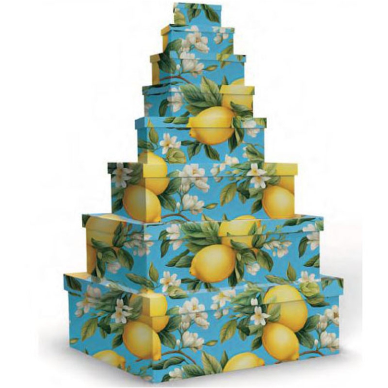 SCATOLE MATRIOSKA SET 8PZ DECORO LIMONI