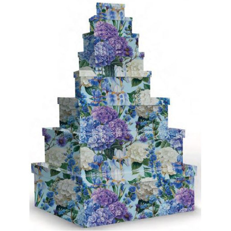 SCATOLE MATRIOSKA SET 8PZ DECORO ORTENSIE
