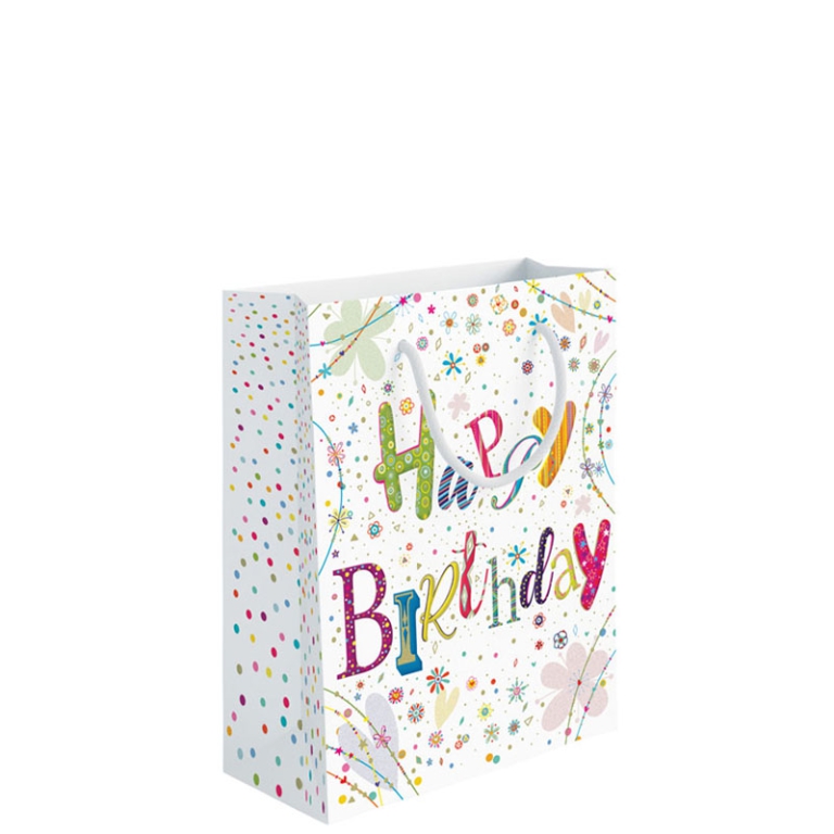 SHOPPER 18X10H23CM HAPPY BIRTHDAY FIORI