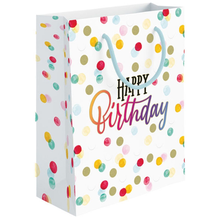 SHOPPER 31,5X12H45CM HAPPY BIRTHDAY FOIL ORO