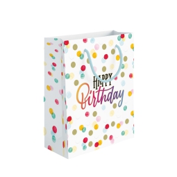SHOPPER 18X5X10H23CM HAPPY BIRTHDAY FOIL ORO