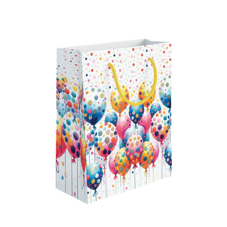 SHOPPER 31,5X12H45CM PALLONCINI FOIL ORO