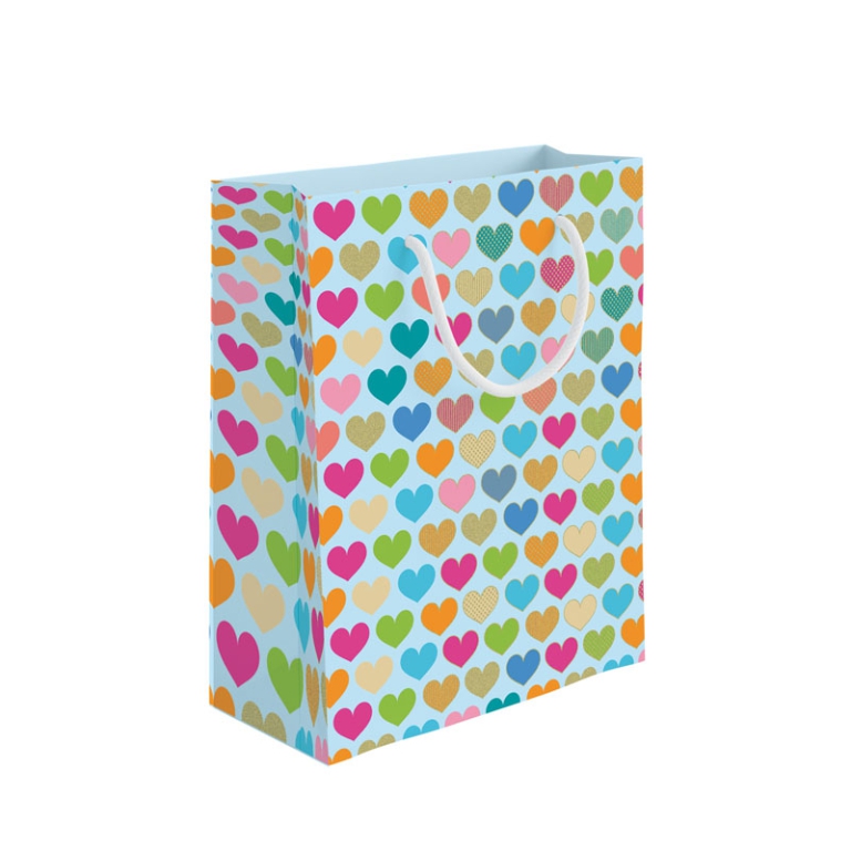 SHOPPER 31,5X12H45CM CUORICINI FOIL ORO