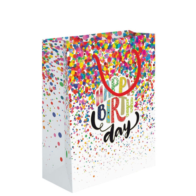 SHOPPER 26X12H32CM HAPPY BIRTHDAY POIS FOIL ORO
