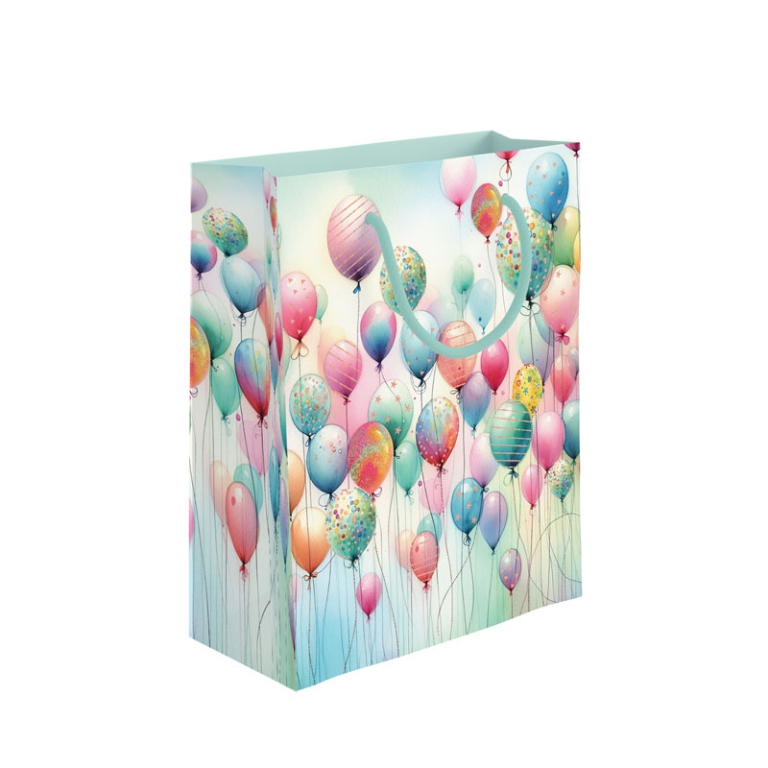 SHOPPER 26X12H32CM PALLONCINI FONDO CELESTE
