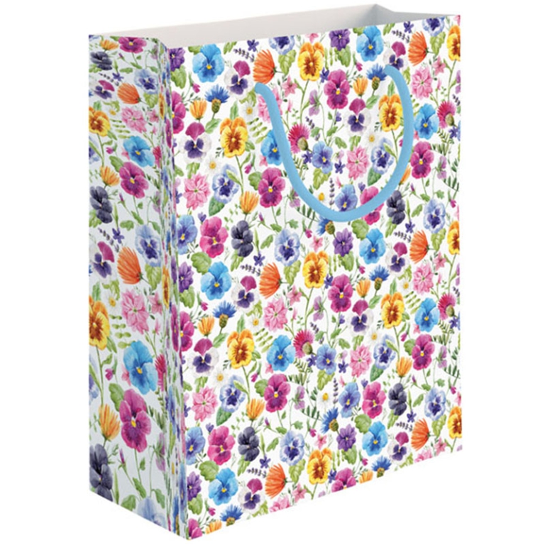 SHOPPER 31,5X12H45CM FIORI ASSORTITI FONDO BIANCO