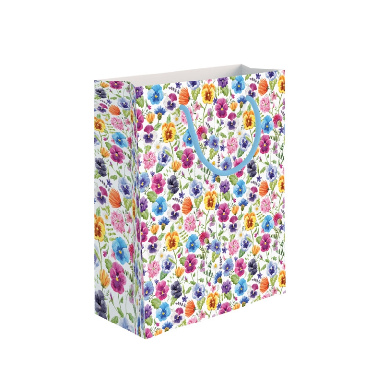 SHOPPER 18X5X10H23CM FIORI ASSORTITI FONDO BIANCO