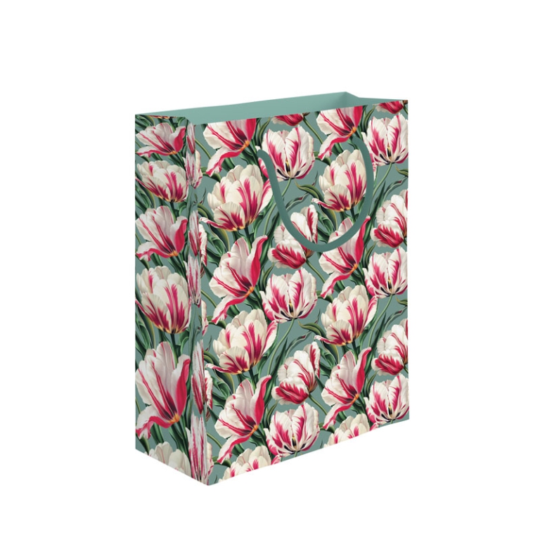 SHOPPER 18X5X10H23CM TULIPANI BIANCO/ROSA F.SALVIA