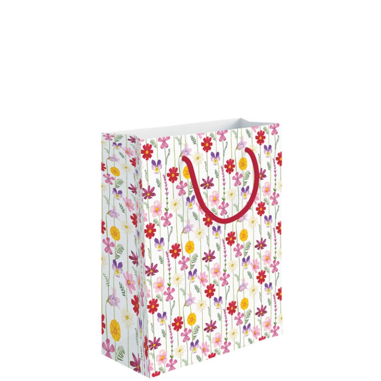 SHOPPER 18X10H23CM FIORI CAMPO FONDO BIANCO