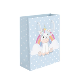 SHOPPER 31,5X12H45CM UNICORNO FONDO AZZURRO