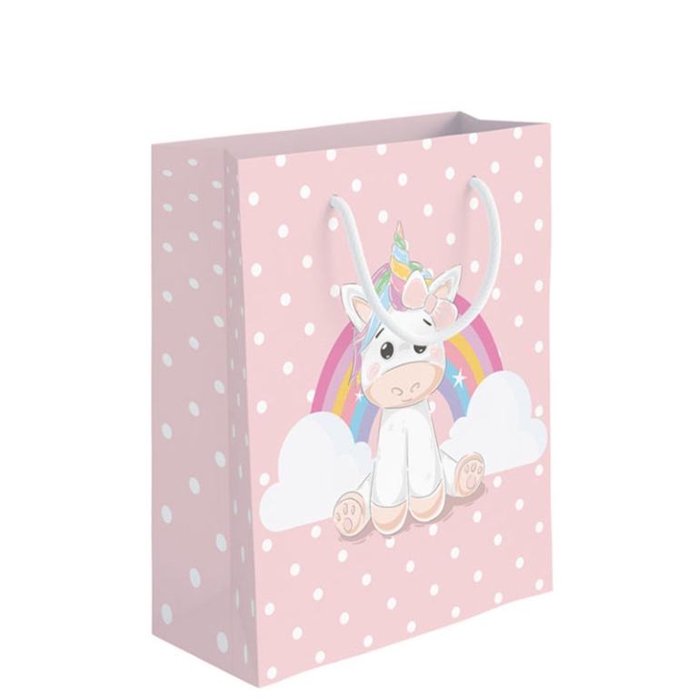 SHOPPER 26X12H32CM UNICORNO FONDO ROSA