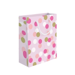 SHOPPER 31,5X12H45CM POIS FOIL ORO FONDO ROSA