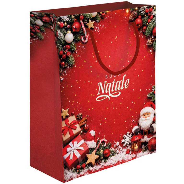 SHOPPER 26X12H32CM NATALE BABBO FONDO ROSSO