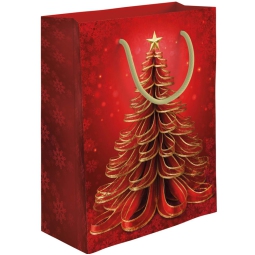 SHOPPER 31,5X12H45CM NATALE ALBERO FONDO ROSSO