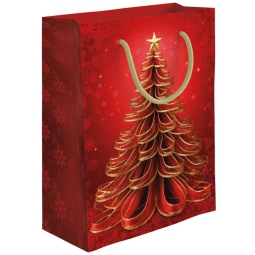 SHOPPER 18,5X10H23CM NATALE ALBERO FONDO ROSSO