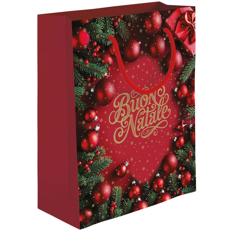 SHOPPER 26X12H32CM BUON NATALE FOIL ORO