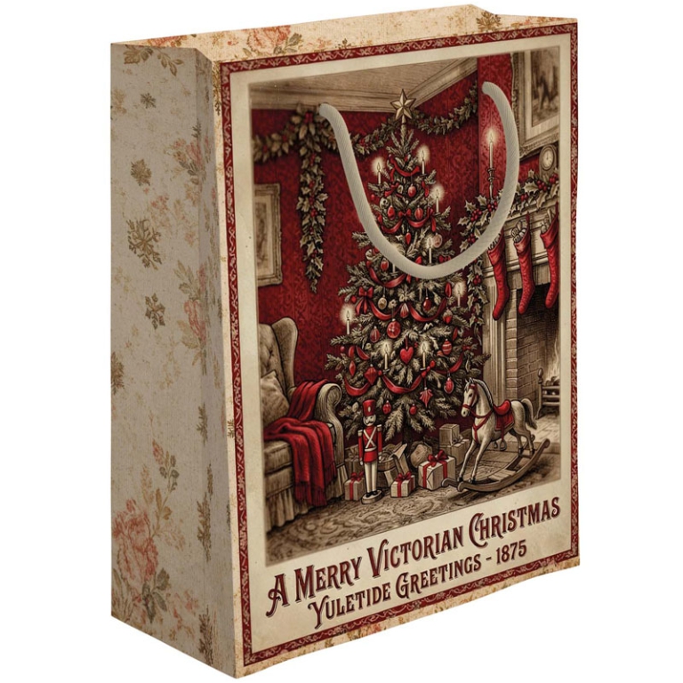 SHOPPER 31,5X12H45CM NATALE VINTAGE FONDO BEIGE