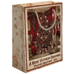 SHOPPER 18,5X10H23CM NATALE VINTAGE FONDO BEIGE