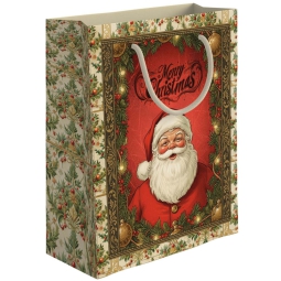 SHOPPER 31,5X12H45CM NATALE BABBO FONDO BEIGE