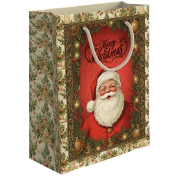 SHOPPER 26X12H32CM NATALE BABBO FONDO BEIGE