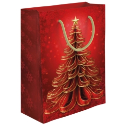 SHOPPER 26X12H32CM NATALE ALBERO FONDO ROSSO