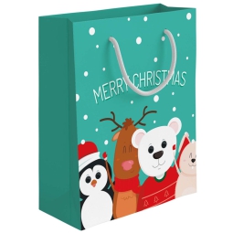 SHOPPER 31,5X12H45CM NATALE FUNNY FONDO AZZURRO