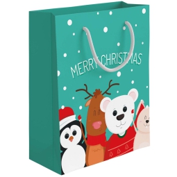 SHOPPER 18,5X10H23CM NATALE FUNNY FONDO AZZURRO