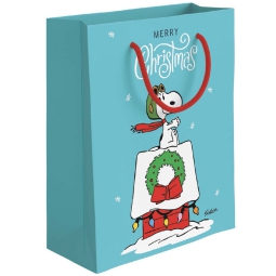 SHOPPER 31,5X12H45CM NATALE SNOOPY AZZURRA
