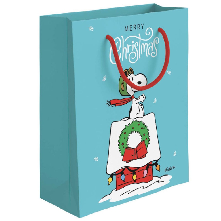 SHOPPER 26X12H32CM NATALE SNOOPY AZZURRA