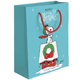 SHOPPER 18,5X10H23CM NATALE SNOOPY AZZURRA