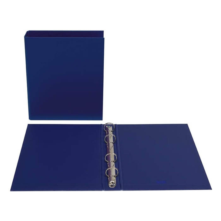 Raccoglitore Per Ricette COFICE 21x28 Cm – Vuoto Con Copertina In Similpelle Blu Navy, 3 Anelli, 50 Bustine Protettive E Divisori