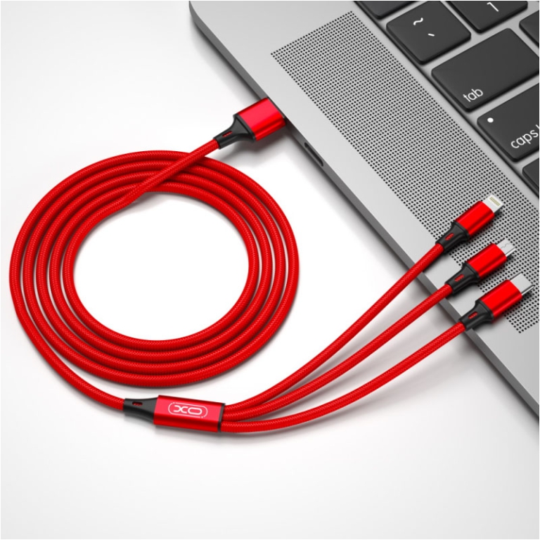 CAVO USB 3IN1 TYPE-C/MICRO USB/LIGHT ROSSO 2,4A