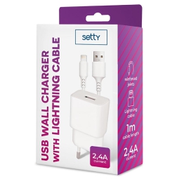 CARICATORE DA MURO SETTY USB 2,4A + CAVO LIGHTNING