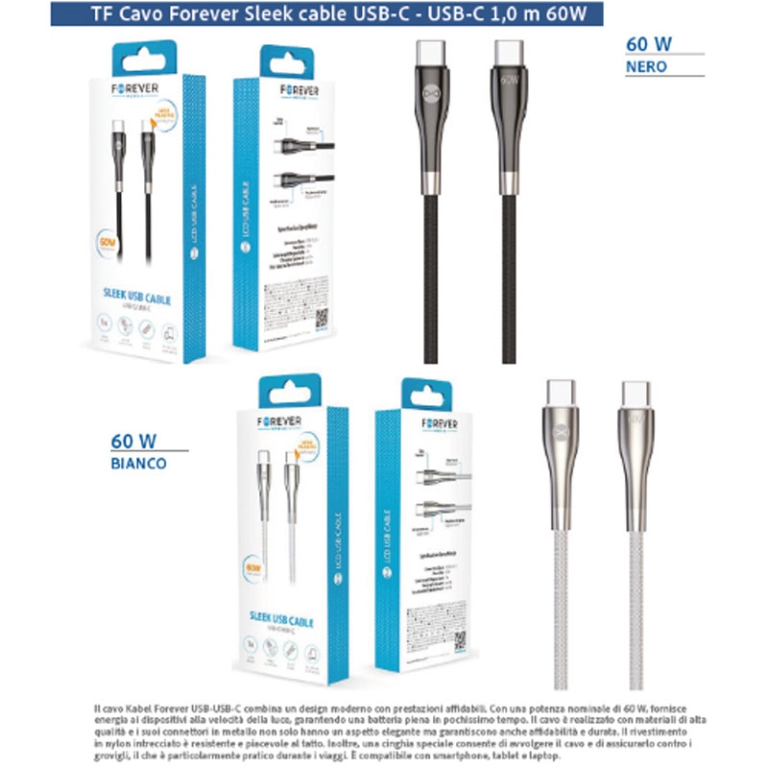 CAVO TYPE-C/TYPE-C 1MT   60W NERO 2
