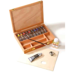 TEMPERE OLIO 10COLORI 15PZ CASSETTA FAGGIO MAIMERI