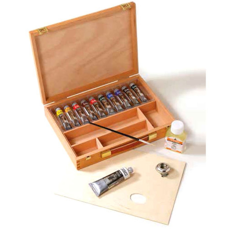 TEMPERE OLIO 10COLORI 15PZ CASSETTA FAGGIO MAIMERI