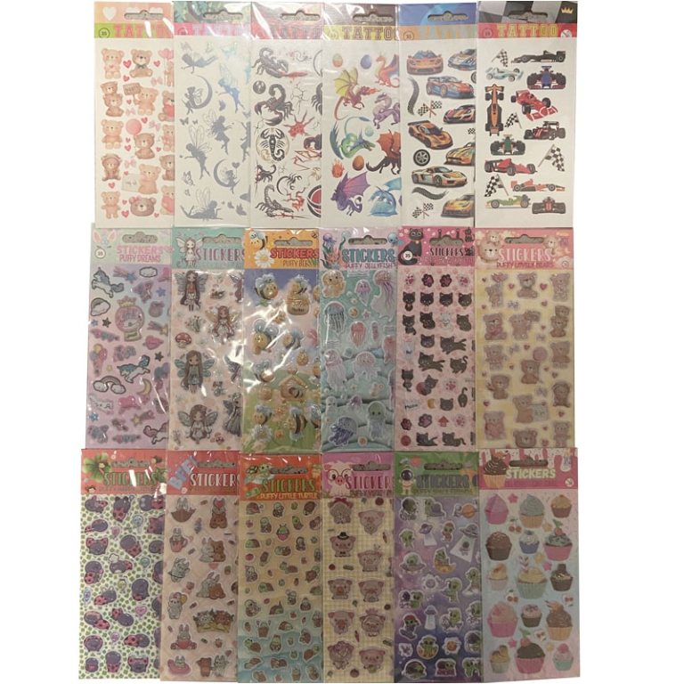 STICKERS ADESIVI E TATTOO IN SOGGETTI ASSORTITI