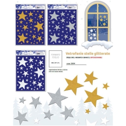 VETROFANIA GLITTER STELLE 30X37 ASSORTITE