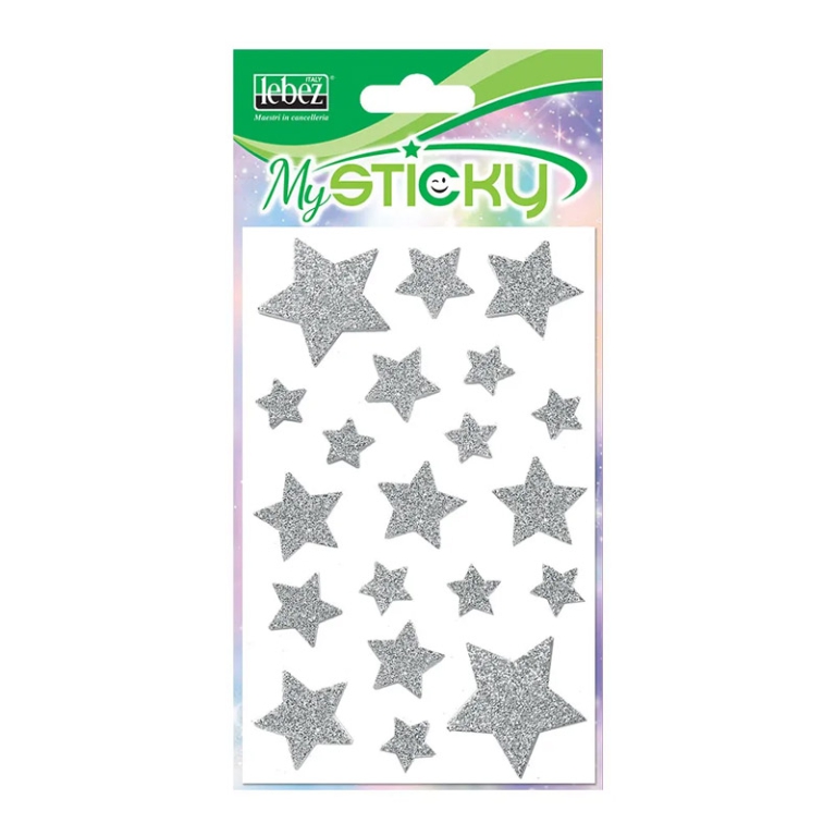 STICKERS GLITTER D3CM    STELLE/CUORI 3 SOGGETTI 5