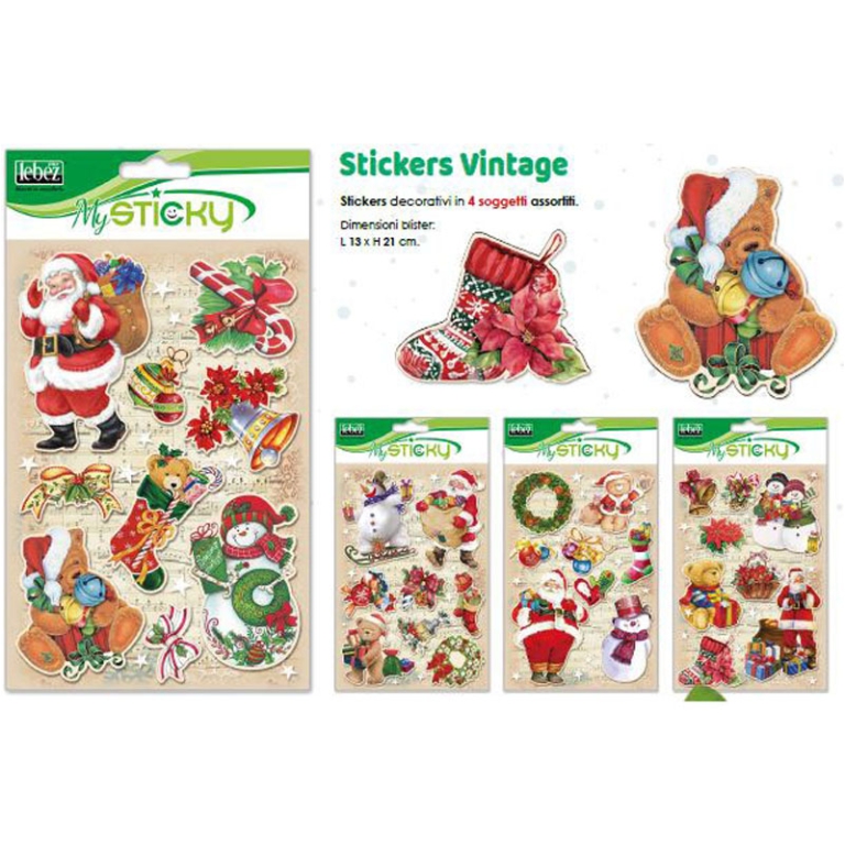 STICKERS NATALE VINTAGE 4 SOGGETTI