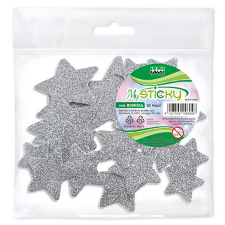 STICKERS STELLE GLITTER EVA 3D ARGENTO 20PZ