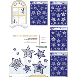 VETROFANIA GLITTER STELLE BLU/ARGENTO ASSORTITE