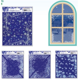 VETROFANIA BIANCA GLITTER 24X27 SOG. NATALIZI ASSORTITI