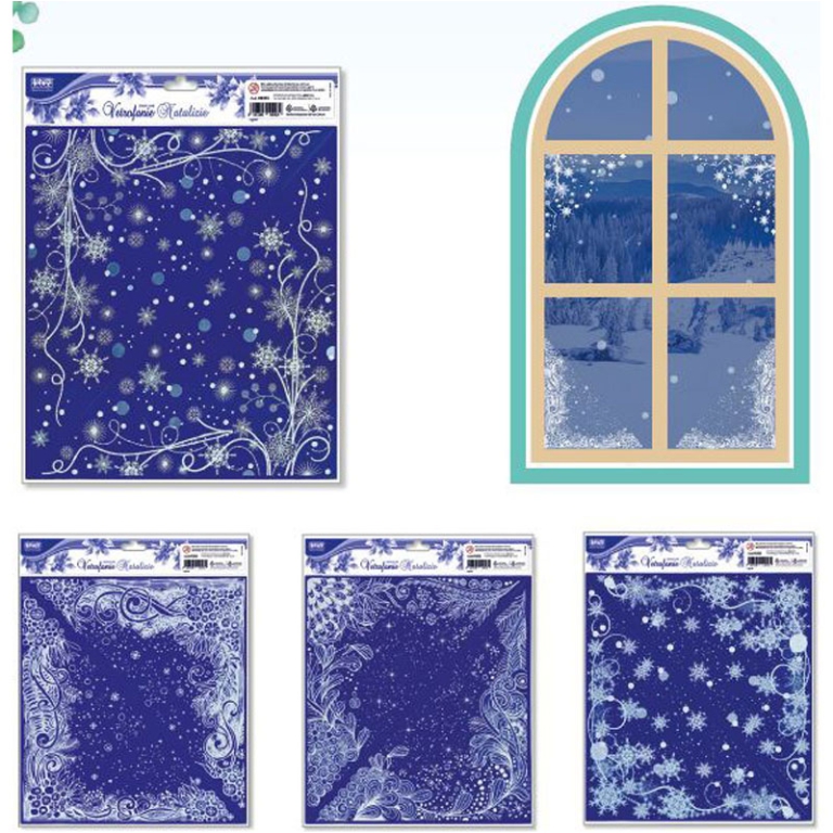 VETROFANIA BIANCA GLITTER 24X27 SOG. NATALIZI ASSORTITI