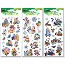 STICKERS NATALE GLITTER  3D 4 SOGGETTI
